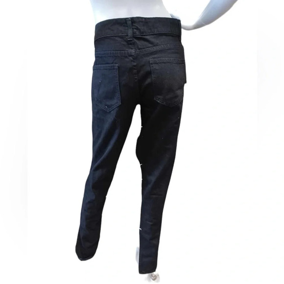 Beulah Chain Linked Pearl Embellished  Black Straight Leg Jeans Size Medium - Picture 4 of 14